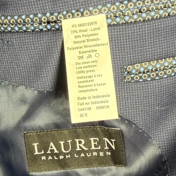 Lauren Ralph Lauren Black Label Wool Blend Navy Blazer 40R - Picture 8 of 9